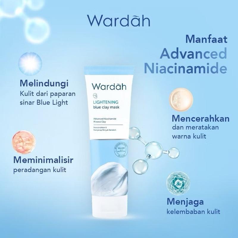 Wardah LightReveal Blue Clay Mask – 50g | Glow-Boosting Niacinamide Formula