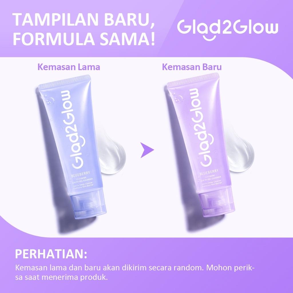 GLAD2GLOW Blueberry Ceramide Low pH Gel Cleanser 70ml - Gentle Hydrating Face Wash for All Skin Types - Fragrance-Free & Alcohol-Free