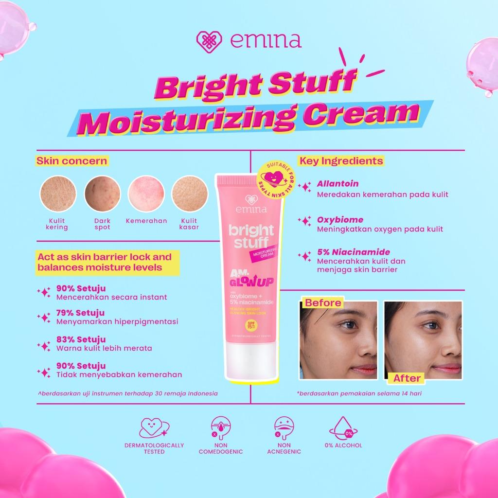 Emina Bright Stuff Moisturizing Cream 20ml | Brightening Daily Moisturizer with Vitamin E & SPF
