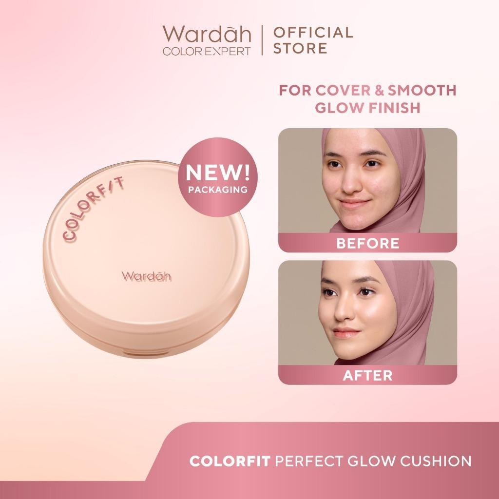 Wardah Colorfit Perfect Glow Cushion Make Up – 15g Medium to High Coverage with SPF 40 PA+++ & 12H Stay