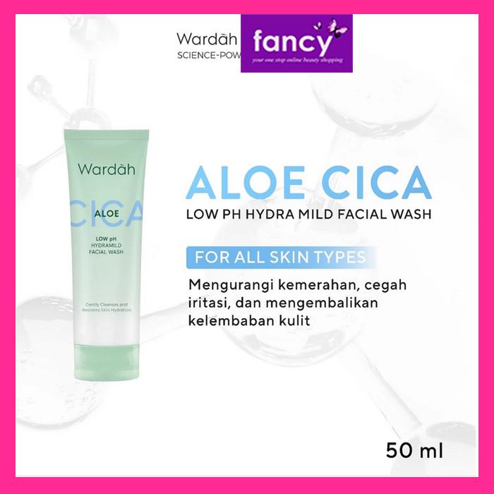 Wardah CICA+ Aloe Low pH Hydramild Facial Wash 50ml Nature Daily - Gel Pembersih Wajah Melembabkan & Menyegarkan