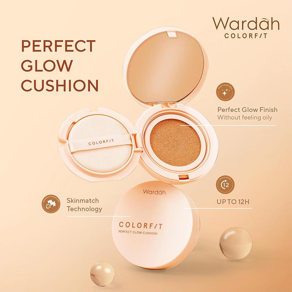 WARDAH Colorfit Perfect Glow Cushion – 12H Wear | Dewy Finish | SPF 33 PA