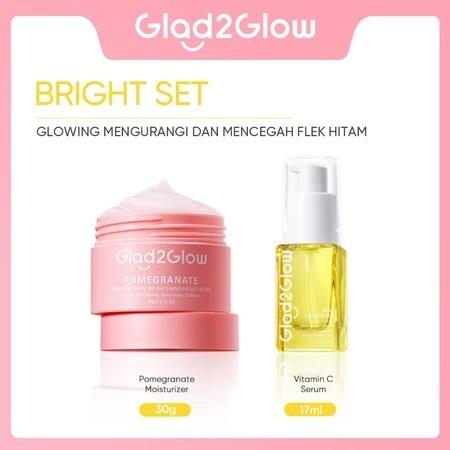 Glad2Glow 2pcs Skincare Bundle - Barrier Bright Blueberry Ceramide Centella Serum & Moisturizer Gel for Glowy Skin Care