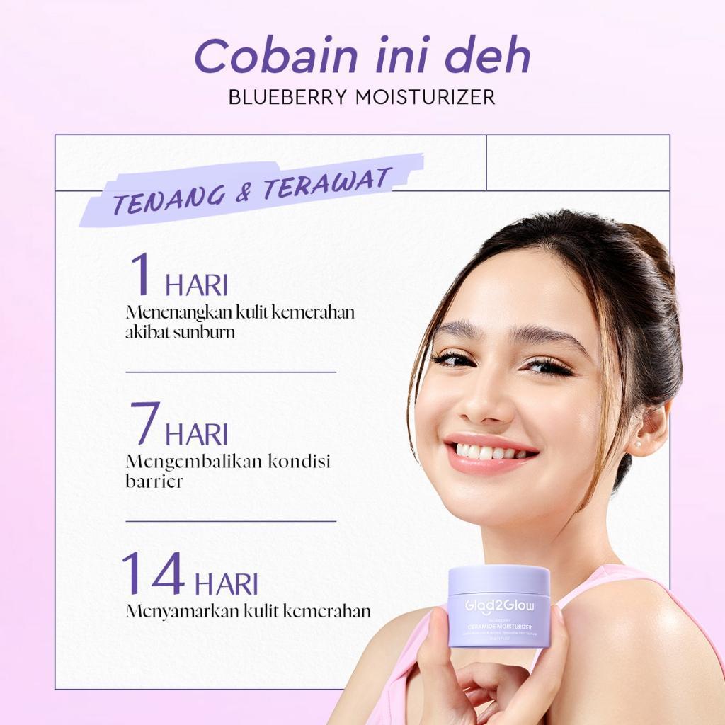 Glad2Glow 5% Ceramide Moisturizer Blueberry 30g - Barrier Boosting Hydration for Dry Flaky Irritated Skin with Blueberry Extract & Ceramide Complex