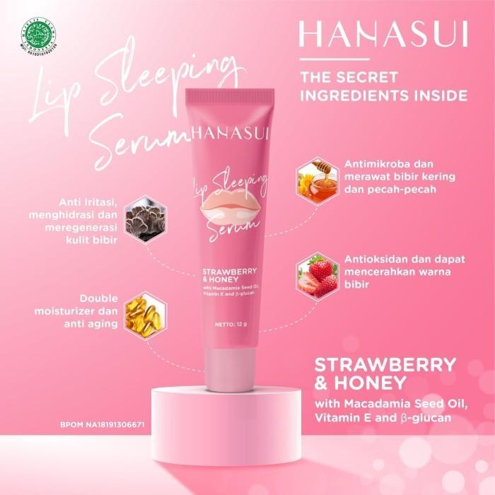 HANASUI Lip Sleeping Serum Strawberry & Honey 12g Halal Lip Care Moisturizing Formula