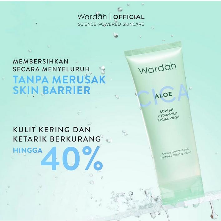 Wardah CICA+ Aloe Low pH Hydramild Facial Wash 50ml Nature Daily - Gel Pembersih Wajah Melembabkan & Menyegarkan