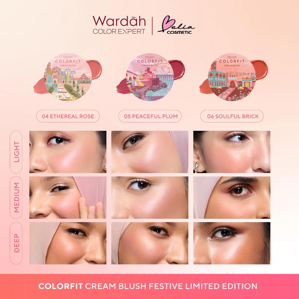 WARDAH Belia Colorfit Cream Blush 3g Intense & Pigmented Blush On Bpom