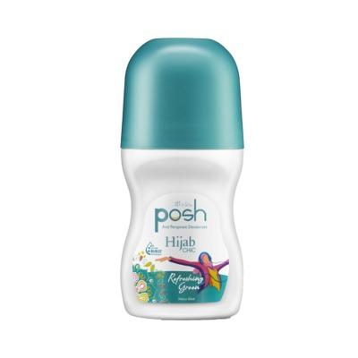 Posh Deodorant Roll On for Women – Hijab Chic Refreshing Green 50ml | 48-Hour Odor Protection with Fresh Herbal Scent | Hijab-Friendly & Gentle on Skin