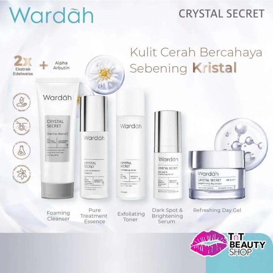 Wardah Crystal Secret Series | Day&night Cream | Cleanser | Toner | Cleansing Gel
