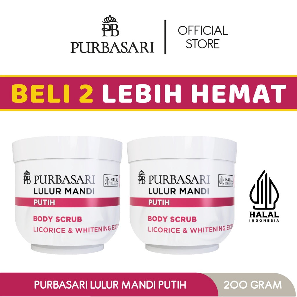 Purbasari Lulur Mandi Putih 200 gr / Body Scrub - Mencerahkan - Melembabkan - menyamarkan flek hitam