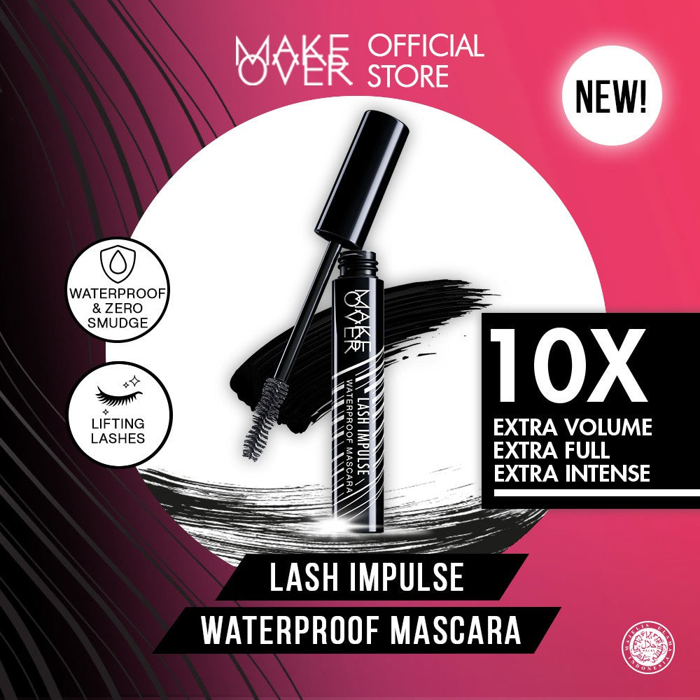MAKE OVER Lash Impulse Mascara - Maskara waterproof volume efek panjang tidak clumpy smudgeproof tahan lama seharian mudah dibersihkan Lebaran Raya