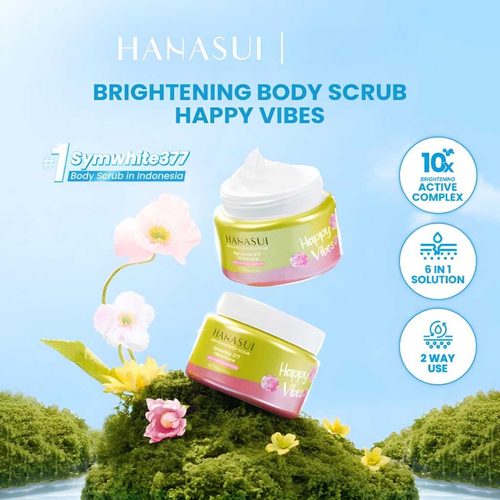 Hanasui Brightening Body Scrub 200g - Skin Brightening & Exfoliating Formula - Happy, Joyful Days, Sunshine Glow Variants