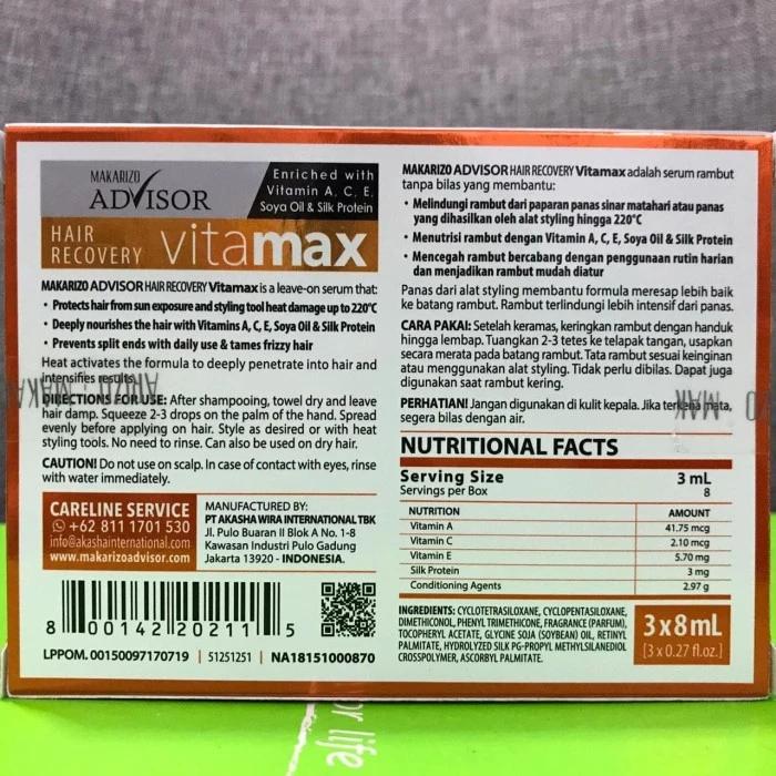 "Makarizo Hair Recovery Vitamax 8ml – 3-Piece Set | Deep Hair Repair Ampoule"