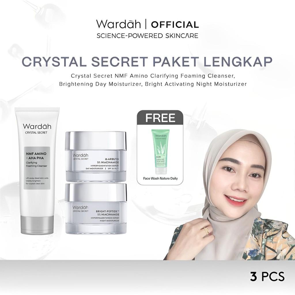 WARDAH Crystal Secret Complete Skincare Set | NMF Amino + AHA PHA Clarifying Foaming Cleanser & More | Brightening & Dark Spot Solution | Complete Daily Routine