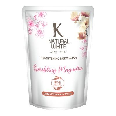 K-Natural White Sparkling Magnolia Body Wash – Refill 400ml | Brightening Body Cleanser with Natural Magnolia Extract & Vitamin B3 | Radiant, Smooth & Fragrant Skin