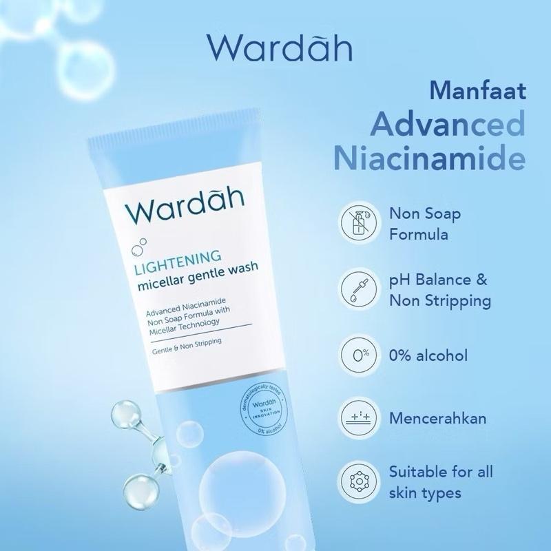 Wardah GlowRush Cleanse Niacinamide Micellar Gentle Wash - pH-Balanced & Hydrating Face Cleanser for Sensitive & Normal Skin Types