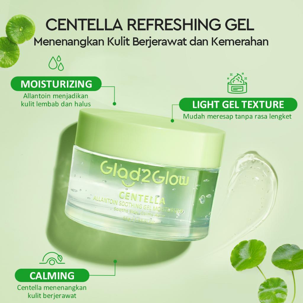 Glad2Glow Centella Allantoin Soothing Gel Moisturizer 55g | Calm, Hydrate & Strengthen Sensitive Skin