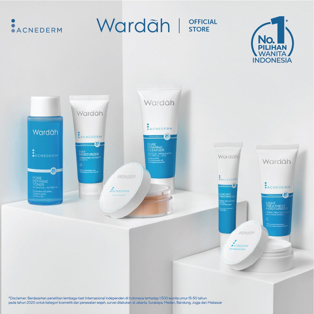 WARDAH Acnederm Face Powder 20 gr - Bedak Tabur Translucent Untuk Kulit Berjerawat - Formula Ringan dengan Hasil Akhir Matte dan Cerah - Oil Control