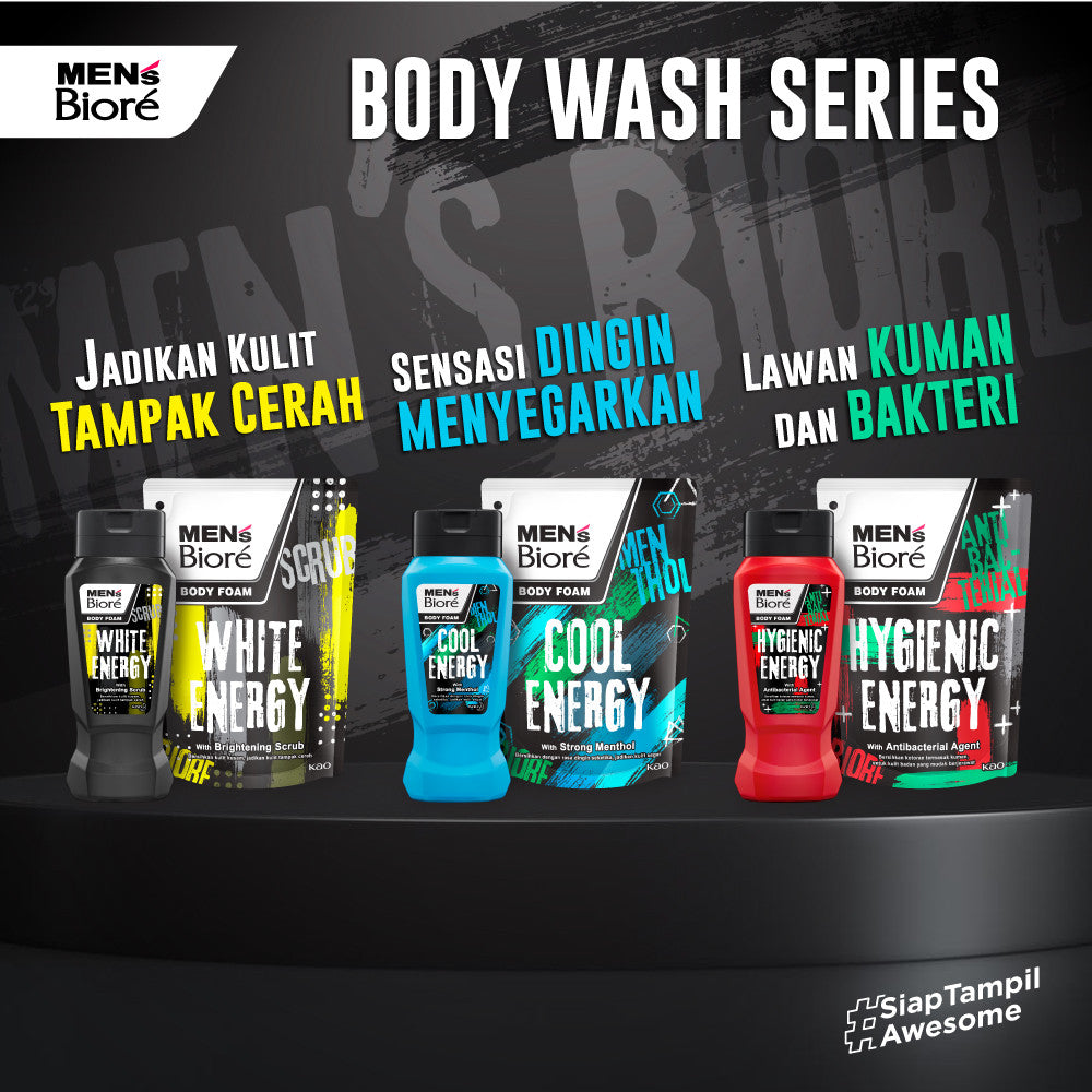 Men's Biore Sabun Mandi Cair Untuk Pria Hygienic Energy Anti Bakteri Botol 250 ml - Sabun Cair Body Wash