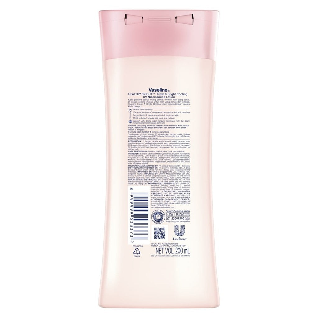 Vaseline Lotion Healthy Bright Fresh & Bright Cooling 200ml Twin Pack