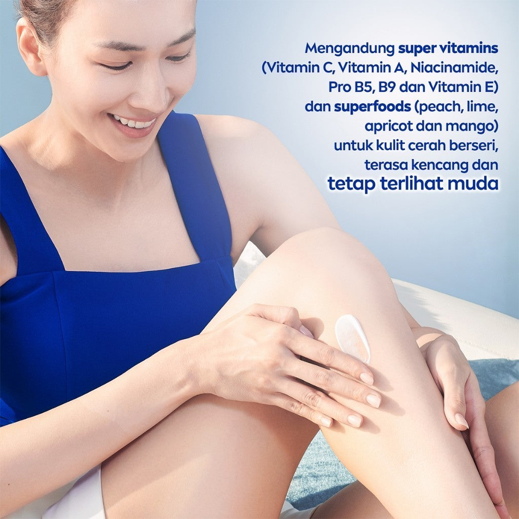 (PAKET HEMAT ISI 2) NIVEA Body Serum Extra Bright 10 Super Vitamins Youth Protect SPF15 180ml - Hand body serum lotion moisturizer mencerahkan kulit mengencangkan kulit kendur melembabkan anti aging penuaan dini - 150x Vitamin C, Collagen, antioksidan