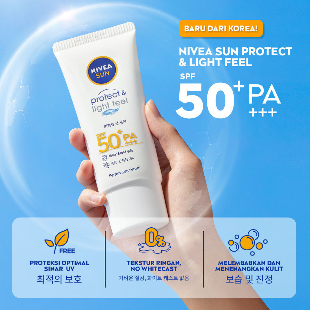 NIVEA SUN Face Body Daily Potection - SPF 50+ Light Texture, Cepat Meresap, Proteksi Sepanjang Hari