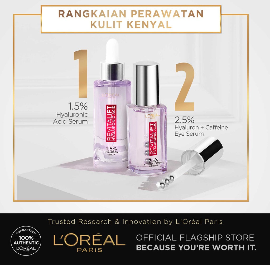 BARU! L'Oreal Paris Triple Roller 2.5% Hyaluron + Caffein Eye Serum Skincare - 20ml (Eye Serum dengan Instant Cooling Effect untuk menyamarkan garis halus dalam 2 minggu)