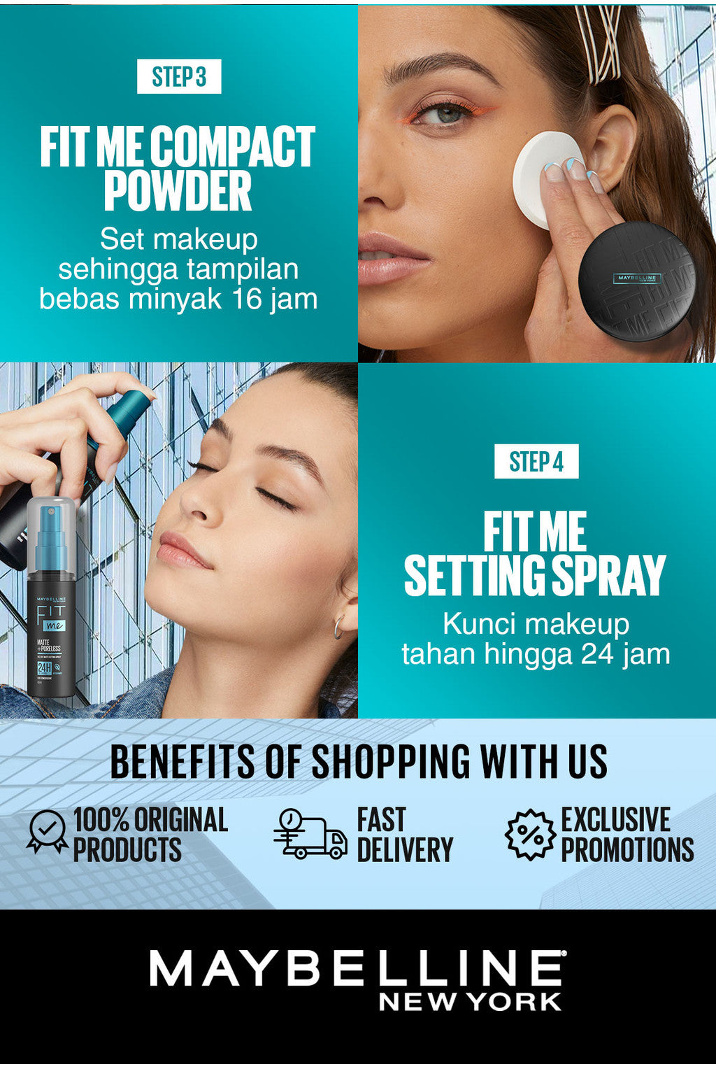 MAYBELLINE OFFICIAL Fit Me Matte + Poreless 16 Jam Oil Control Compact Powder SPF 32 PA+++ Make Up Bedak Padat bebas minyak tahan 16 Jam bedak tabur Makeup Cushion Foundation Bedak Padat Concealer BB Cream Foundation Waterproof Skin Tint Fondation