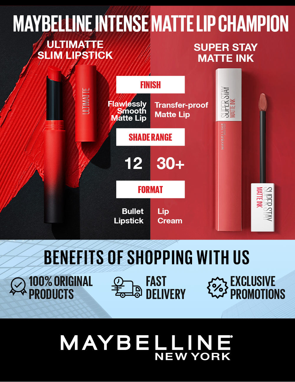 MAYBELLINE OFFICIAL Color Sensational Ultimatte Lipstick Make Up - 1.7gr (Lipstick Dengan Formula Ringan & Nyaman Dengan Hasil Flawlessly Smooth)