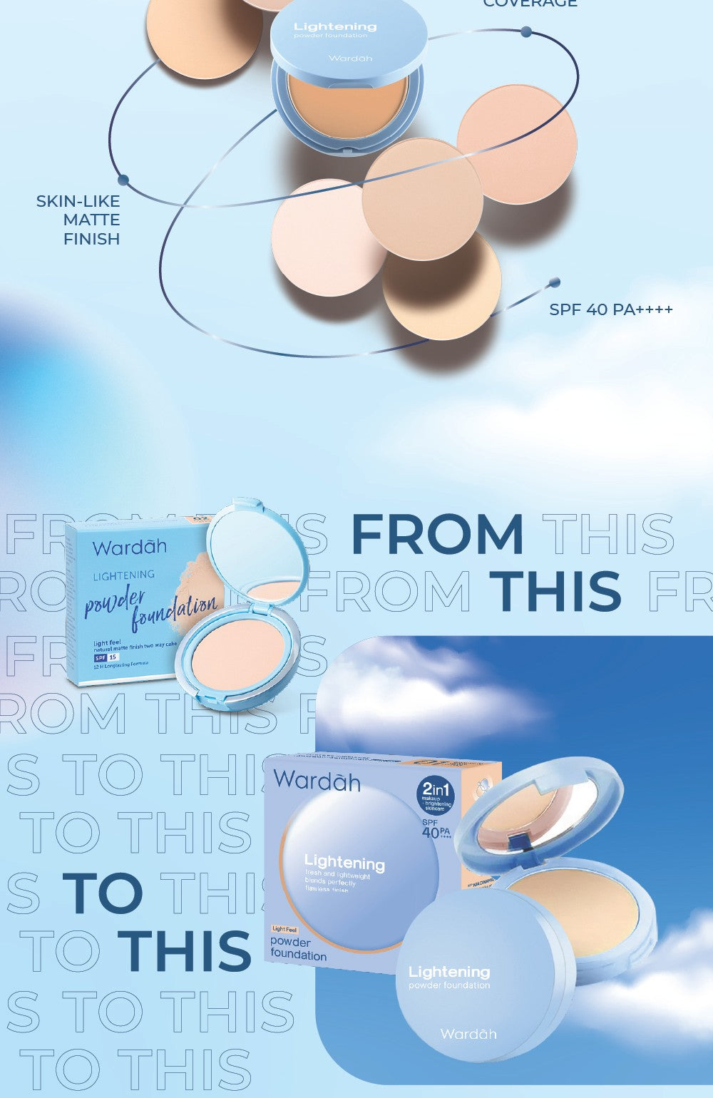 WARDAH Lightening Powder Foundation Light Feel 12g Two Way Cake Bedak Padat Ringan Matte dengan Niacinamide Powder Compact Cushion untuk Skin Cerah Blur Tahan Lama All Skin Type Feel Glad No Cakey All Day Makeup