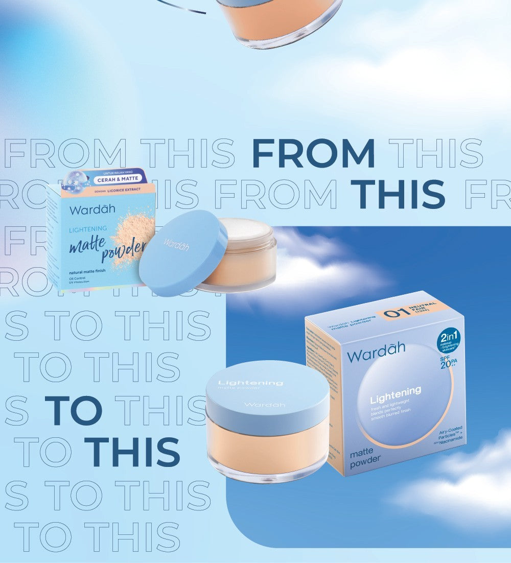 WARDAH Lightening Matte Powder 20 g Bedak Tabur dengan Smooth Matte Finish yang Diformulasikan dengan SPF 20 PA dan Serum Niacinamide Untuk Hasil Makeup Flawless dan Cerah Cocok Dipakai dengan Cushion Makeup