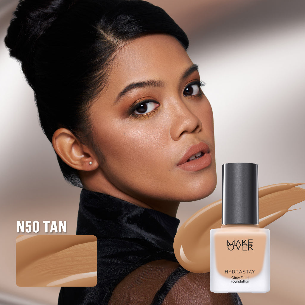 MAKE OVER Hydrastay Glow Fluid Foundation - Glow high coverage ringan poreless hydrating untuk makeup tahan lama non-comedogenic