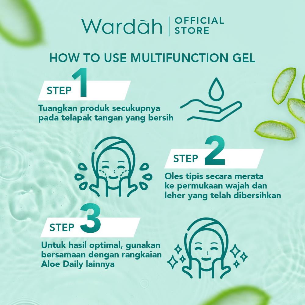 WARDAH Nature Daily Aloe Multifunction Gel - Melembabkan dan Menenangkan - Multifungsi untuk Badan, Wajah, Kuku, dan Rambut - Skincare