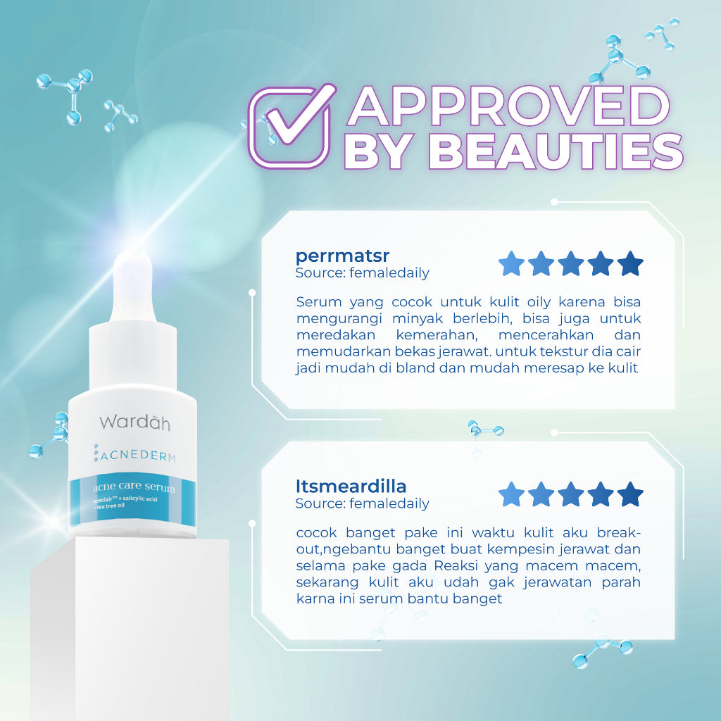 WARDAH 5% Azeclair + Salicylic Acid Acnederm Acne Care Serum 15 ml - Serum dengan Tea Tree Oil - Serum Jerawat dan Mencerahkan Kulit - Menyamarkan Noda Bekas, Mengurangi Minyak Berlebih - Skincare