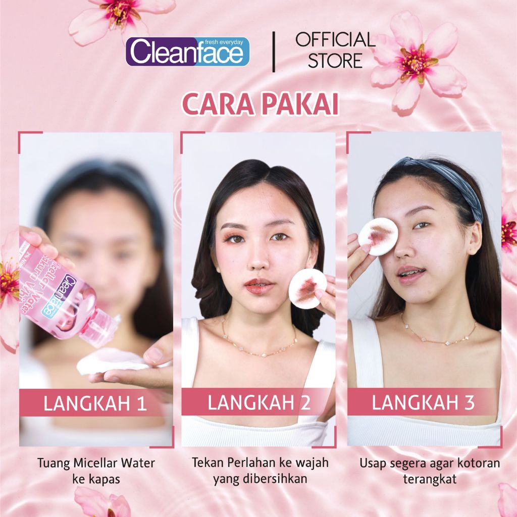Cleanface Micellar Water Sakura White 100 ml / Pembersih Wajah / Pembersih Makeup Waterproof