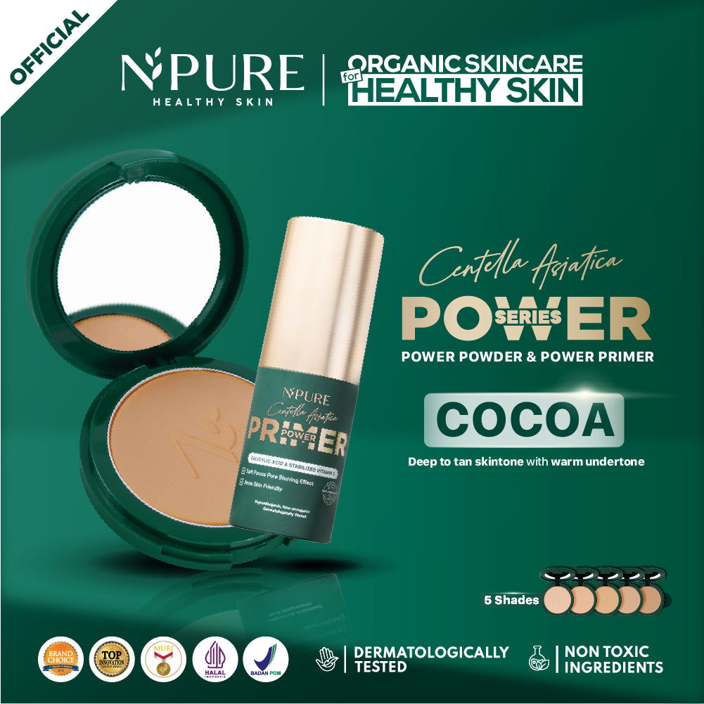 Power Powder + Power Primer - NPURE Power Powder + Power Primer / Compact powder / Primer Serum / primer make up / Bedak padat / bedak kulit berjerawat