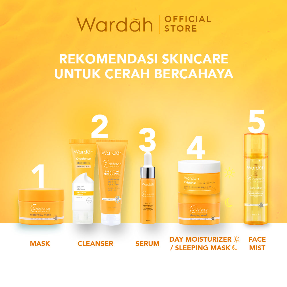 WARDAH C-Defense Mousse Moisturizer 30 g - Pelembab, Primer dan Antioksidan, dengan HiGrade VitaminC - Mencerahkan dan Menyegarkan - Untuk Semua Jenis Kulit - Skincare