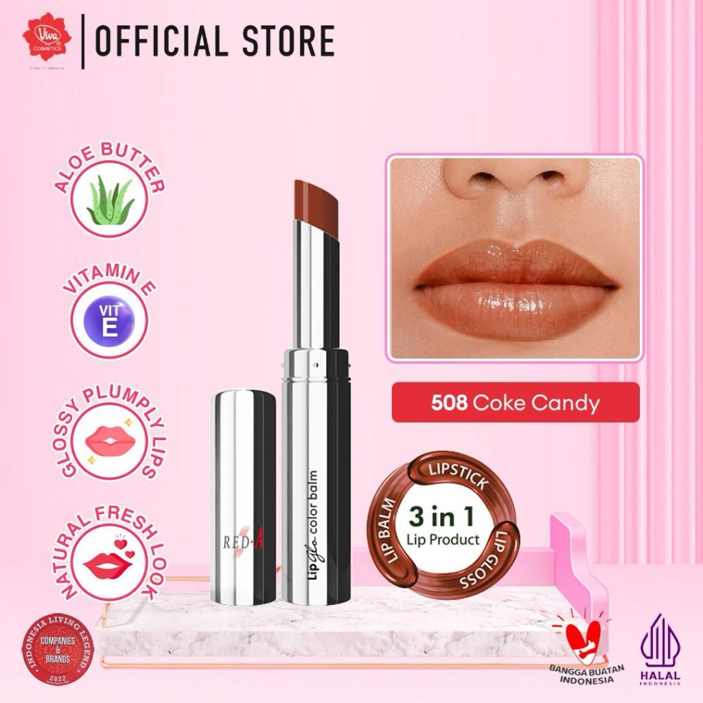 Red-A Lip Glo Color Balm 3 in 1 - LIPBALM, LIPGLOSS & LIPSTICK (tersedia 9 varian warna)