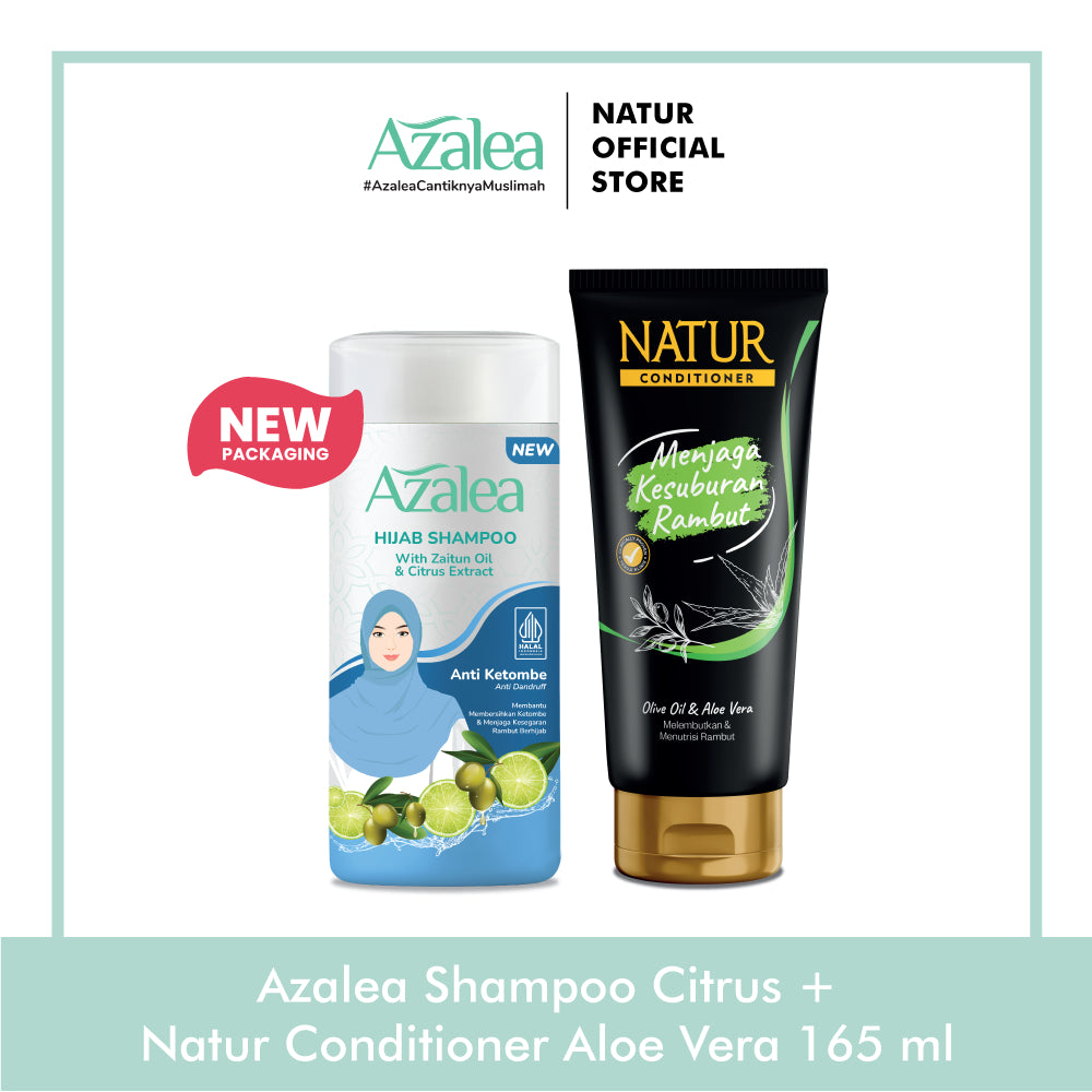 Azalea Shampoo Citrus Extract 180 ml & Natur Conditioner 165 ml - Paket Sampo Anti Ketombe dan Kondisioner