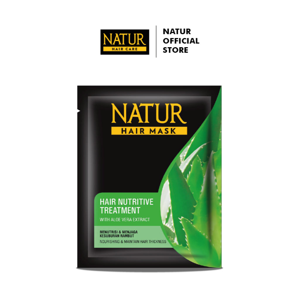 Natur Shampoo Aloe Vera 270 ml + 2pc Natur Hair Mask Aloe Vera - Paket Perawatan Melebatkan Rambut & Tebal