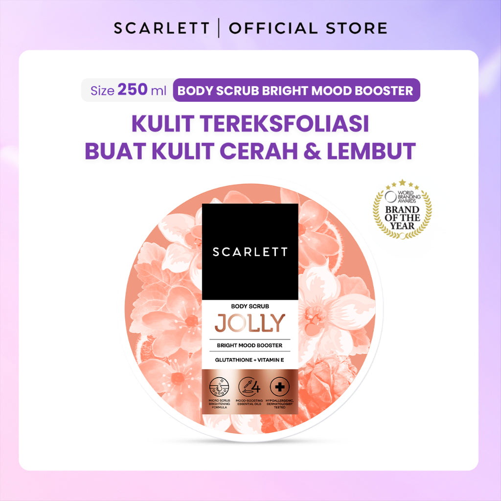 SCARLETT Body Care All Series - Body Scrub, Shower Scrub, Shower Gel, Body Serum, Body Lotion, Body Cream, Tube | Perawatan Tubuh Mencerahkan Melembutkan Eksfoliasi Kulit Melembabkan Kulit, Kulit Sehat Cerah Bersinar Wangi Seharian
