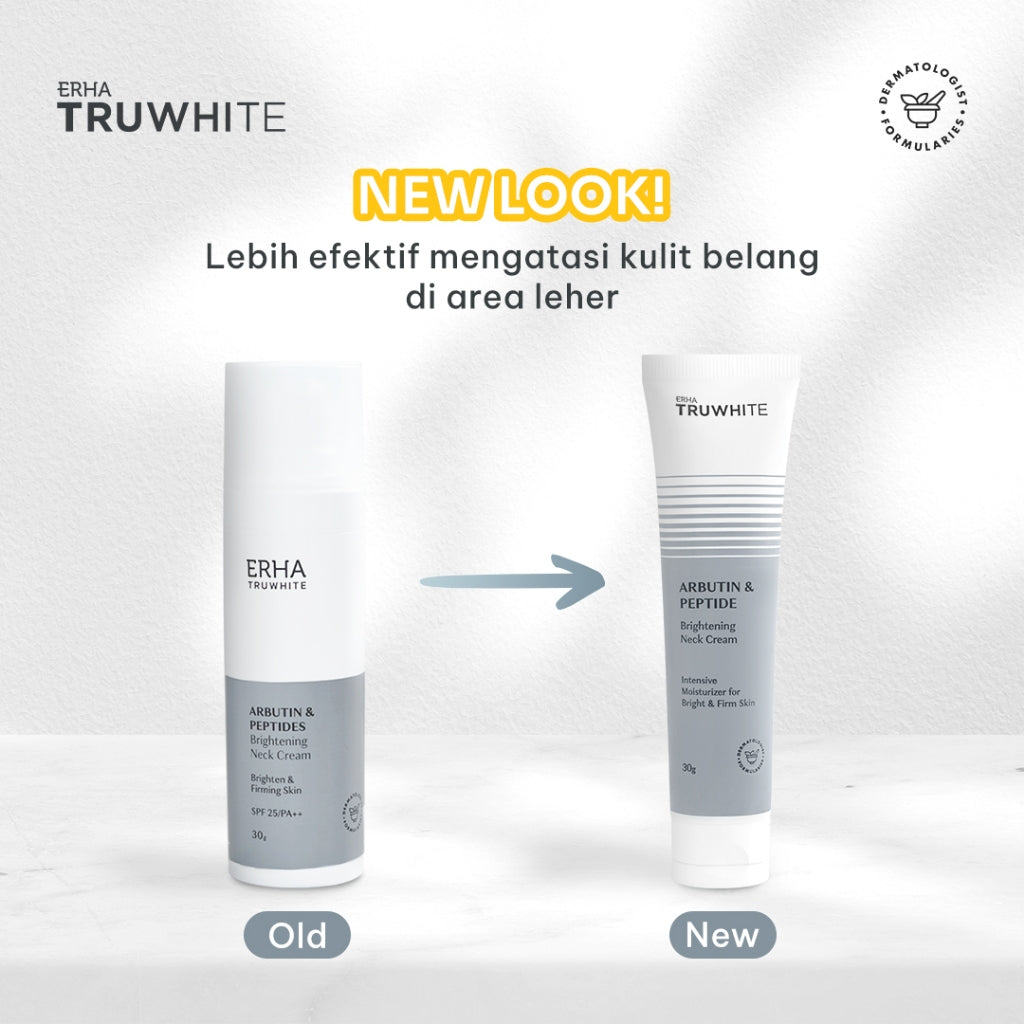 ERHA Truwhite Arbutin & Peptides Brightening Cream – Leher, Lipatan, Ketiak, Selangkangan 30g