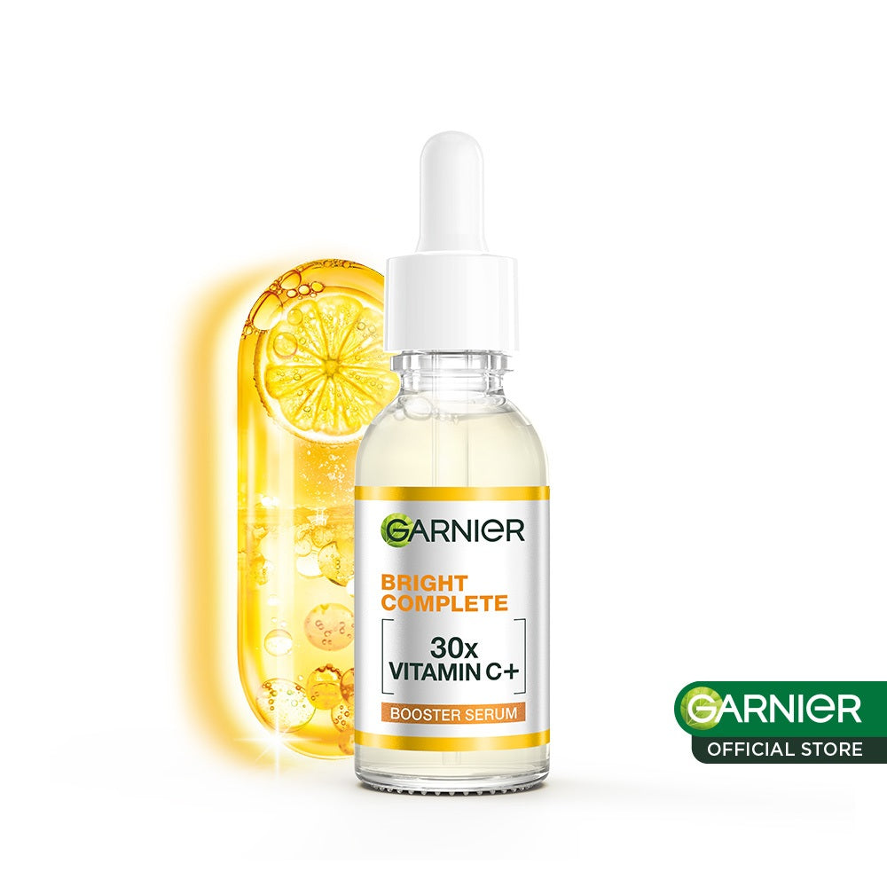 GARNIER Serum Vitamin C Bright Complete Vitamin C 30x Booster Serum Skincare - 15/30/50 ml Serum Mencerahkan Wajah Cepat Cerahkan Noda Hitam Serum Wajah