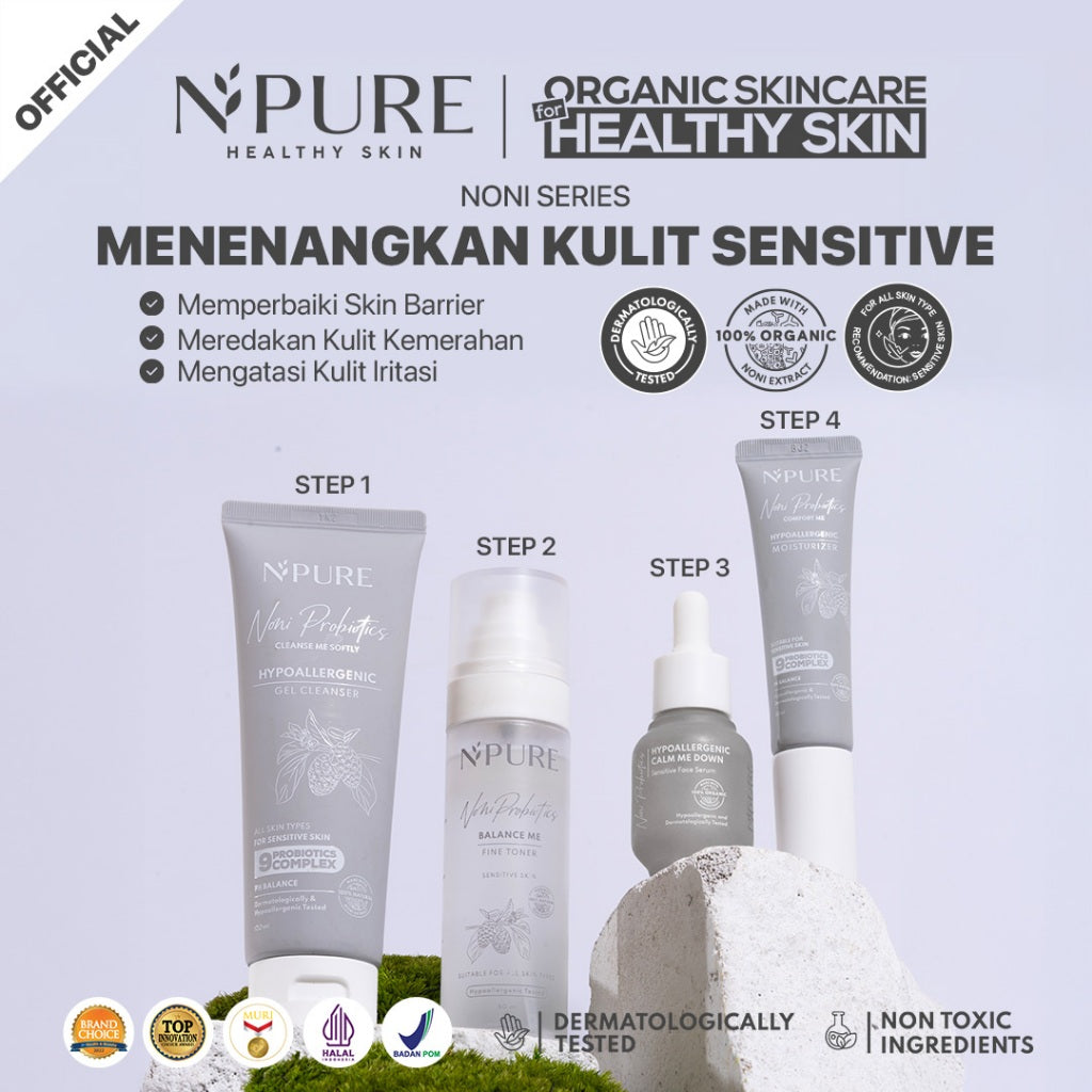 PAKET 4PCS ALL SERIES - NPURE Paket Face Wash + Toner + Serum + Moisturizer / Acne / Acne Skincare / Kulit Berjerawat / Hydrating Toner / Brightening / Anti-Aging / Skin Barrier