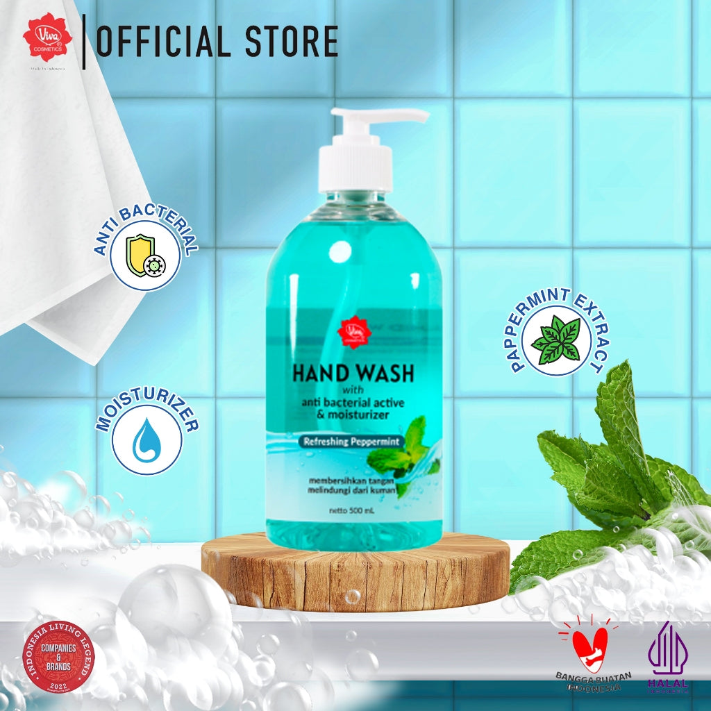 Viva Hand Wash with Antibacterial Active & Moisturizer (Sabun tangan ANTI BAKTERI & ANTI KUMAN) - tersedia 3 varian - 500 ml