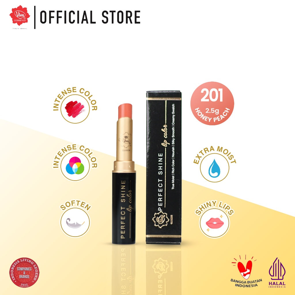Viva Queen Perfect Shine Lip Color - RICH COLOR, CREAMY SWATCH, SILKY SMOOTH & NOURISH (with OMEGA 3 & Aloe Butter - tersedia 10 varian warna)