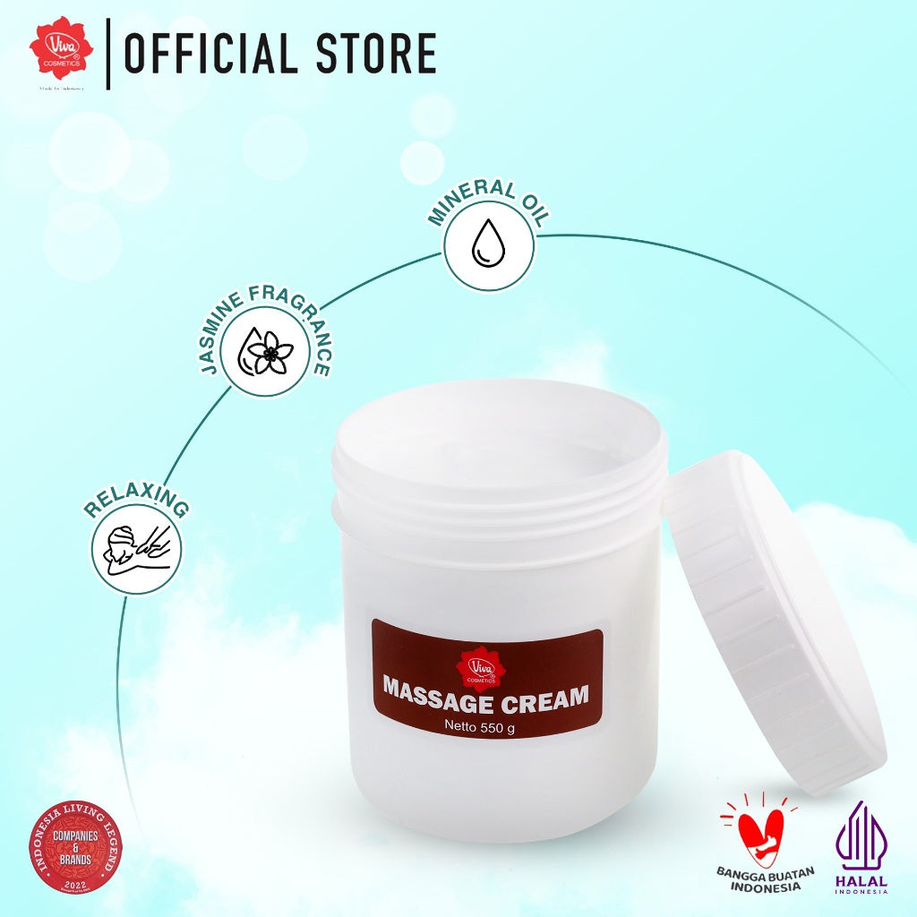 Viva Massage Cream (tersedia dalam 3 varian: 30 gr, 200 gr dan 550 gr)