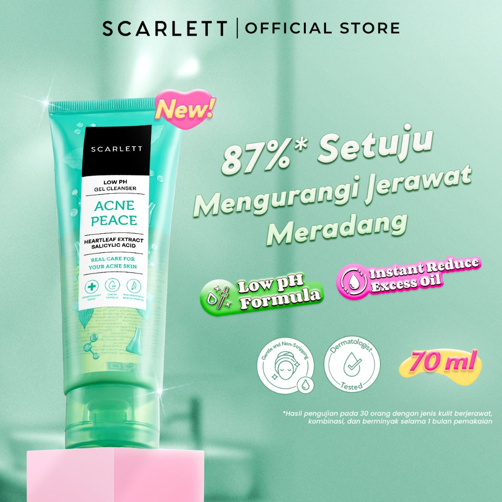 SCARLETT Low pH Gel Cleanser-Facial Wash Gentle Sabun Cuci Muka Low pH, Kulit Tidak Ketarik, Basic Skincare