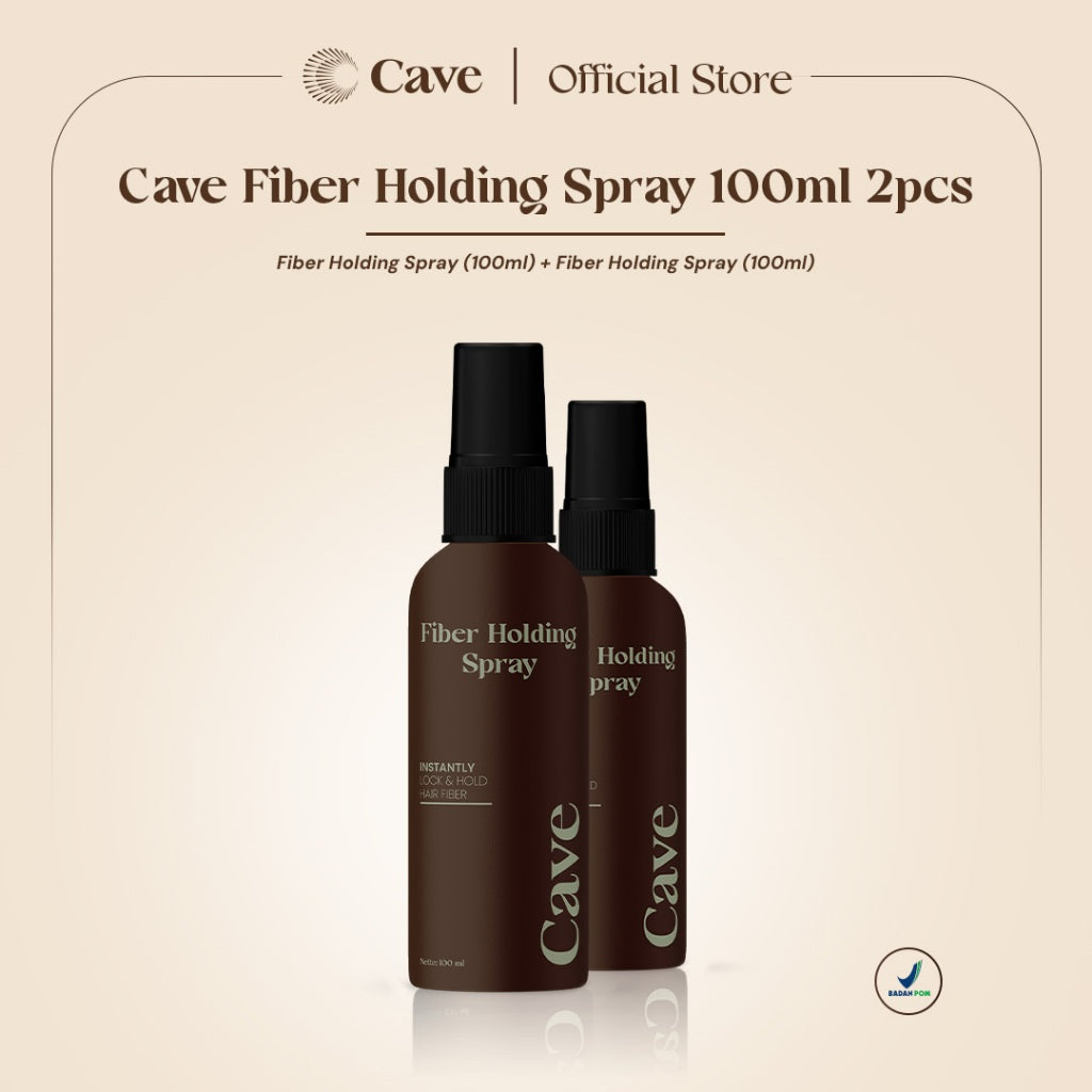 Cave Paket Hair Fiber 25 Gram & Fiber Holding Spray - Serbuk Penebal dan Pelebat Rambut Tipis Instan Penutup Kebotakan Tahan Lama