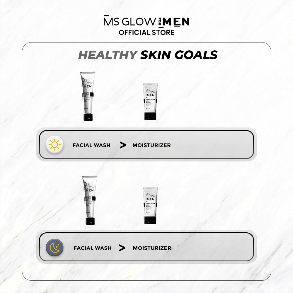 MS Glow For Men - Energizer Facial Wash - 100 ml + Energy Bright Cream - 30 ml